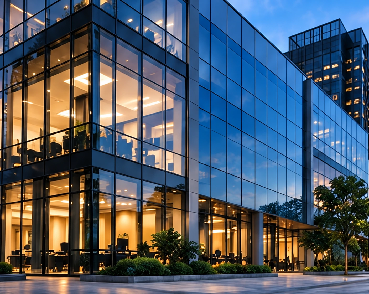 Modern glass building — architectural illustration
